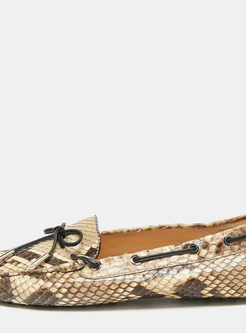 Tod's Gommino Size 39 Beige/Brown Python Leather Driver Loafers