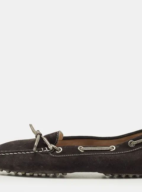 Tod's Size 39 Black Suede Driver Loafers