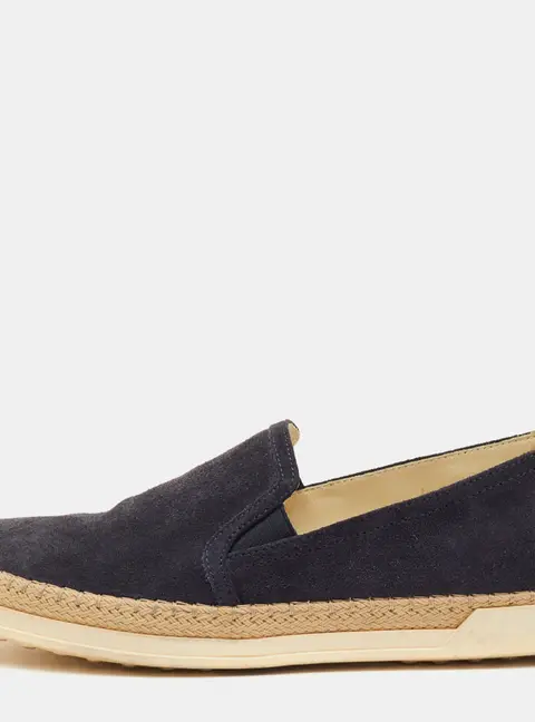 Tod's Size 38 Navy Blue Suede Espadrille Slip On Sneakers