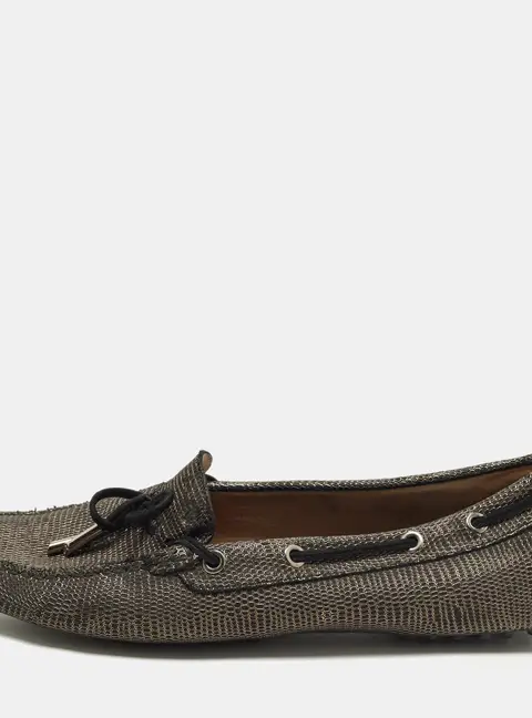 Tod's Size 41 Two Tone Nubuck Leather Bow Loafers
