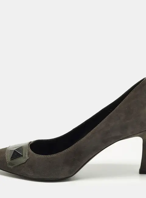 Tod's Size 41 Grey Suede Stud Embellished Pumps