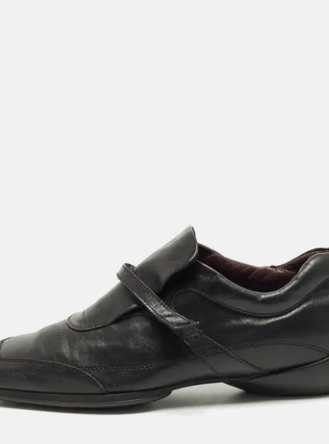 Tod's Size 39 Black Leather Donna Scarpe Loafers