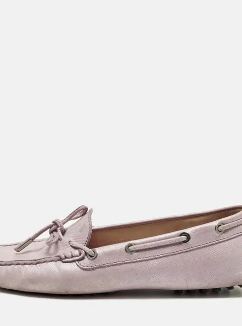 Tod's Gommino Size 38.5 Purple Leather Bow Loafers
