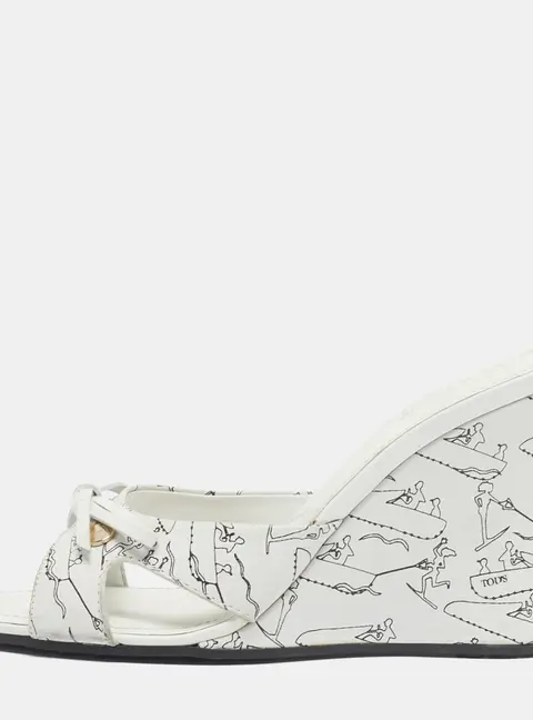 Tod's White/White Leather Bow  Wedge Sandals Size 37