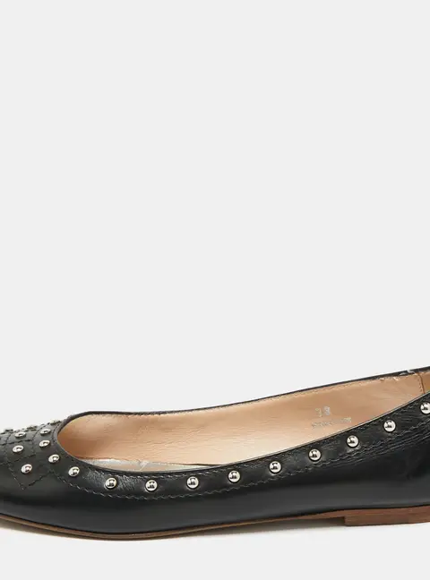 Tod's Black Leather Studded Ballet Flats Size 38