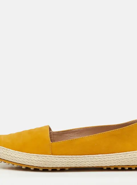 Tod's Mustard Yellow Nubuck Leather Skate Espadrille Flats Size 38