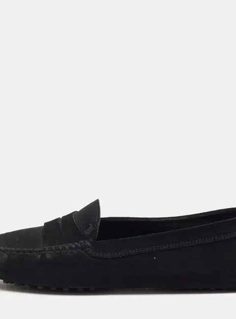 Tod's Black Suede Gommino Slip On Loafers Size 37