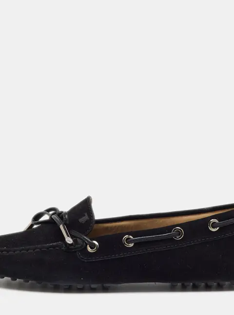 Tod's Black Suede Penny Loafers Size 36