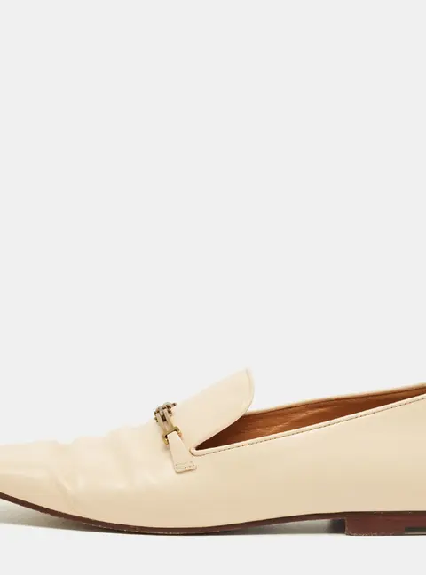 Tod's Beige Leather Slip On Loafers Size 40