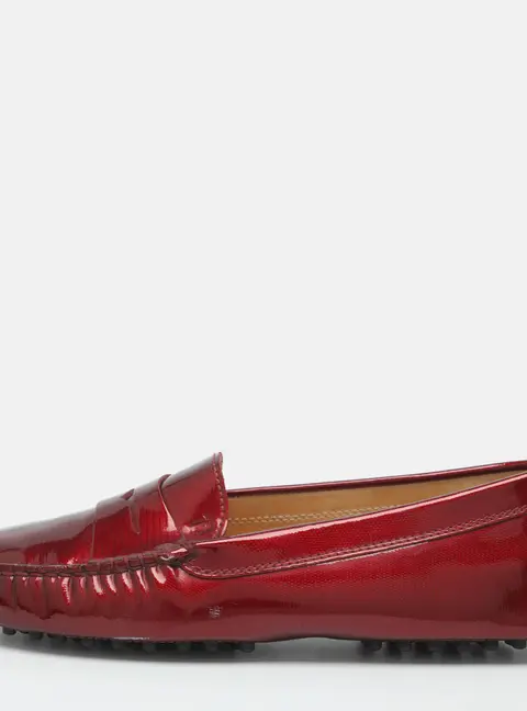 Tod's Size 37 Red Patent Leather Penny Loafers