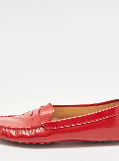 Tod's Gommino Size 37.5 Red Patent Leather Loafers