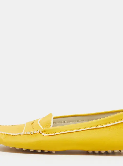 Tod's Size 39.5 Yellow Leather Penny Slip On Loafers