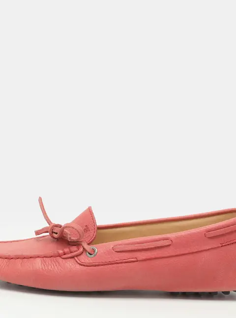Tod's Bow Size 38.5 Pink Leather Loafers