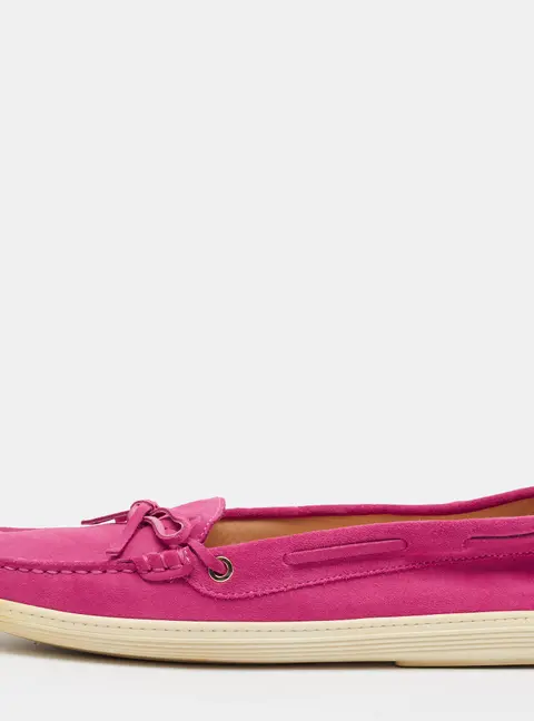 Tod's Size 39.5 Pink Suede Bow Slip On Loafers