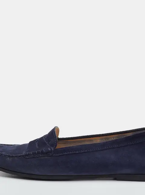 Tod's Size 39.5 Navy Blue Suede Penny Loafers