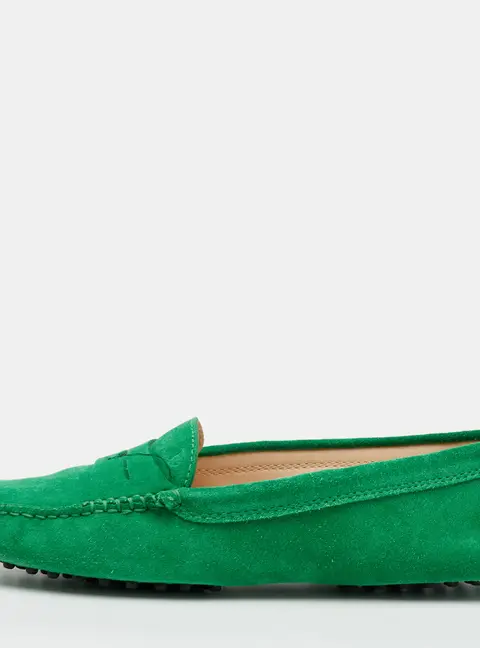 Tod's Size 39 Green Suede Penny Loafers