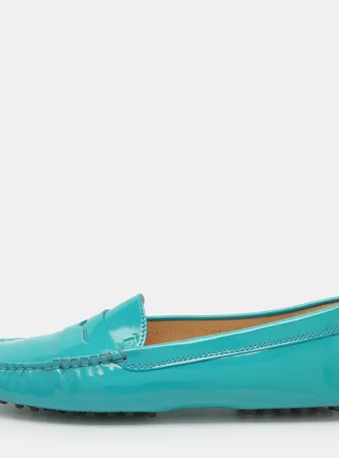 Tod's Size 38.5 Blue Patent Leather Penny Loafers