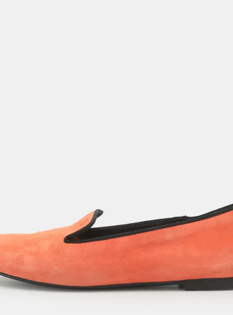 Tod's Size 37.5 Orange Suede Smoking Slippers