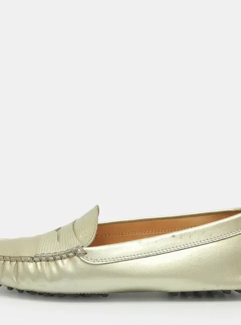Tod's Penny Size 38.5 Green Patent Leather Loafers