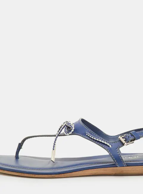 Tod's Size 39.5 Blue Leather Thong Flats