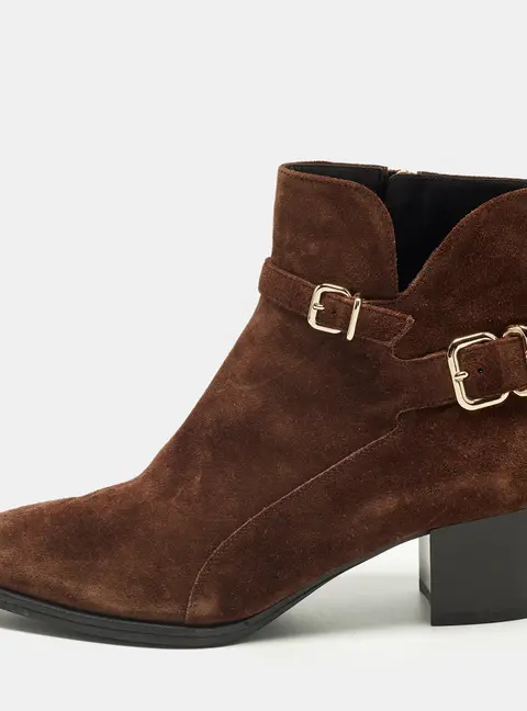 Tod's Size 38.5 Brown Suede Buckled Ankle Length Boots
