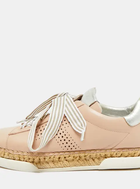Tod's Size 38.5 Dusty Pink Leather Espadrille Sneakers