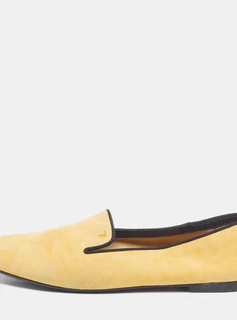 Tod's Size 37.5 Yellow Suede Smoking Slippers