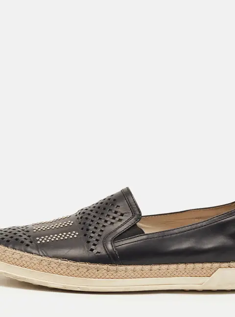 Tod's Francesina Size 38.5 Black Leather Slip On Sneakers