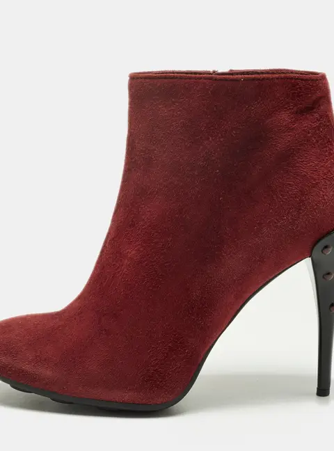 Tod's Size 37 Burgundy Suede Ankle Length Boots