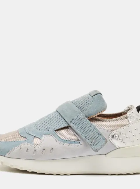 Tod's Size 39.5 Multicolor Fabric and Suede Low Top Sneakers