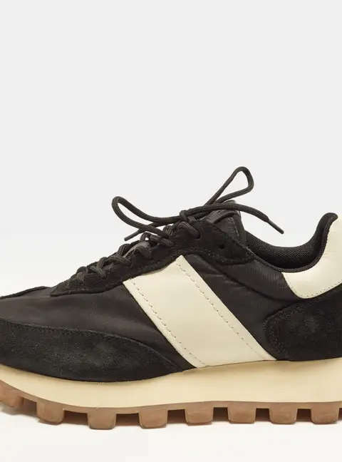 Tod's 1T Size 39 Black/White Fabric, Leather and Suede Low Top Sneakers