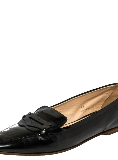 Tod's Black Patent Leather Penny Loafers Size 37