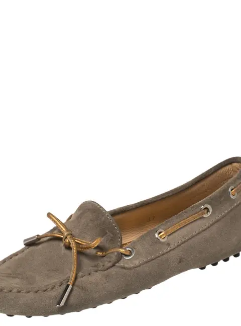 Tod's Beige Suede Bow  Loafers Size 37