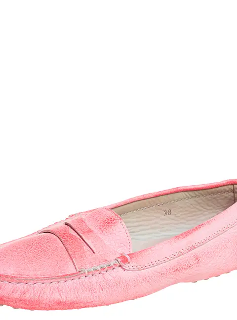 Tod's Pink Leather Penny Loafers Size 38