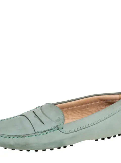 Tod's Grey Nubuck Leather Penny Slip On Loafers Size 37.5