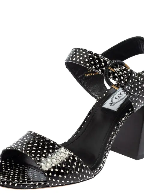 Tod's Black Leather Ankle Strap Sandals Size 37.5