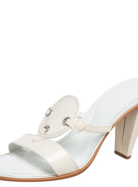 Tod's Cream Patent Leather Open  Toe Slide Sandals Size 36.5