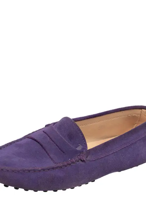 Tod's Purple Suede Penny Slip On Loafers Size 35.5