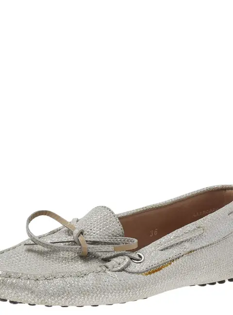 Tod's Silver Glitter Slip on Loafers Size 36