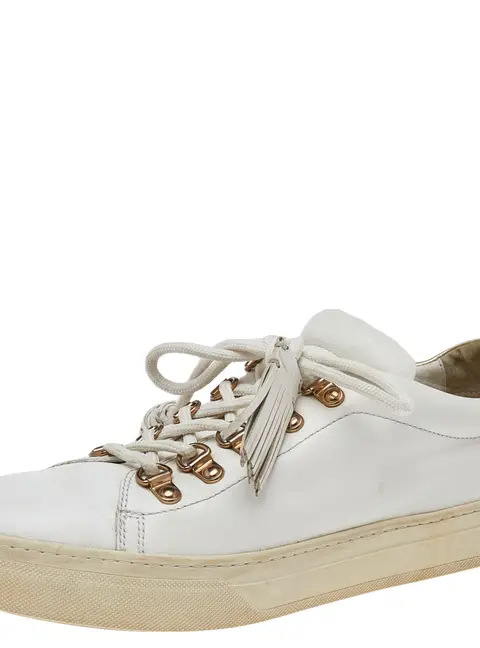 Tod's White Leather Tassel Trim Low Top Sneakers Size 39