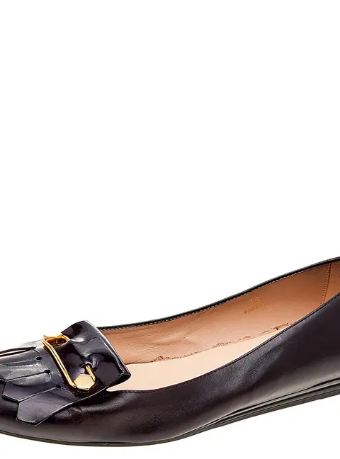 Tod's Burgundy Leather Fringe Ballet Flats Size 39