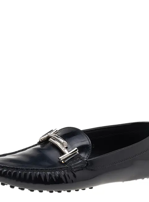 Tod's Black Patent Leather Slip on Loafers Size 39