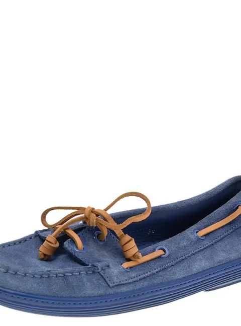 Tod's Blue Suede Lace Up Boat Loafers Size 38