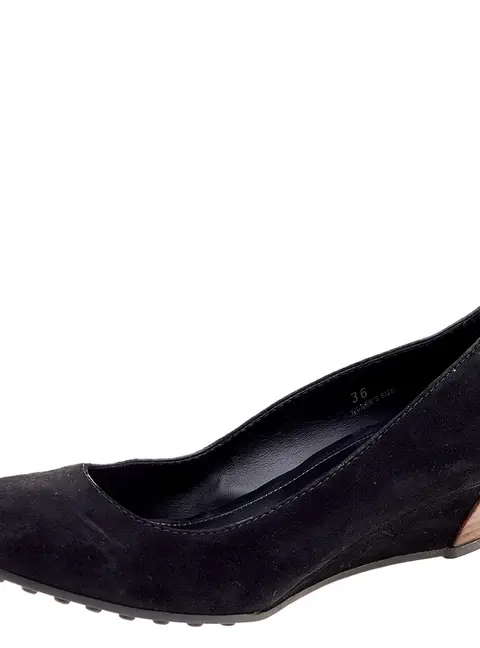 Tod's Black Suede Wedge Pumps Size 36