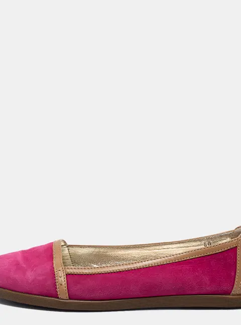 Tod's Pink/Brown Suede And Leather  Ballet Flats Size 40