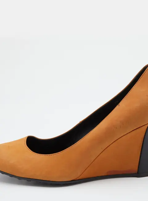 Tod's Brown Nubuck Leather Wedge Pumps Size 39