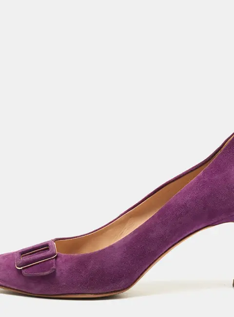 Tod's Purple Suede Buckle Pumps Size 39.5