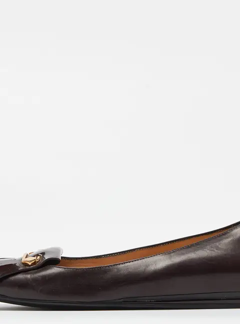 Tod's Burgundy Leather Fringe Detail Ballet Flats Size 38.5