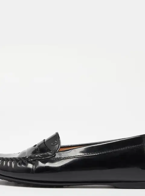 Tod's Black Patent Leather Penny Slip On Loafers Size 37