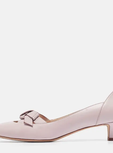 Tod's Pink Leather Bow Block Heel Pumps Size 37.5